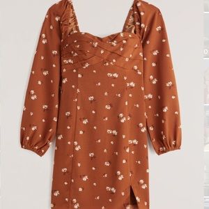 Long-Sleeve Draped Bodice Mini Dress XSP